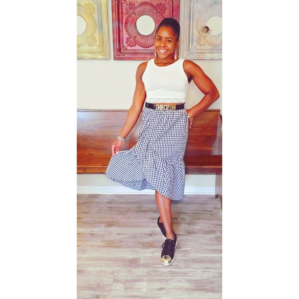 Romeo + Juliet Couture Gingham Midi Skirt